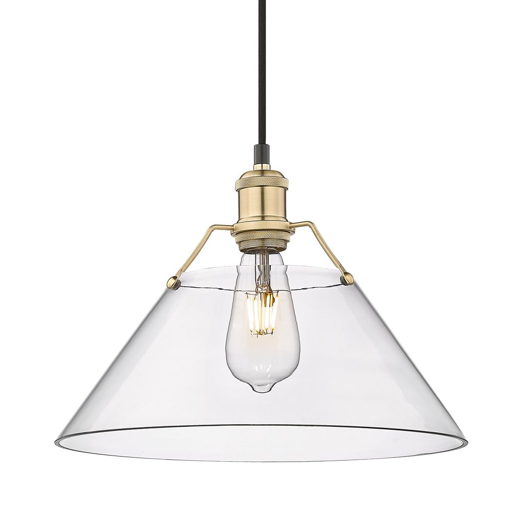 Golden Lighting 3306-L BCB-CLR Orwell BCB Large Pendant in Brushed Champagne Bronze with Clear Glass Shade